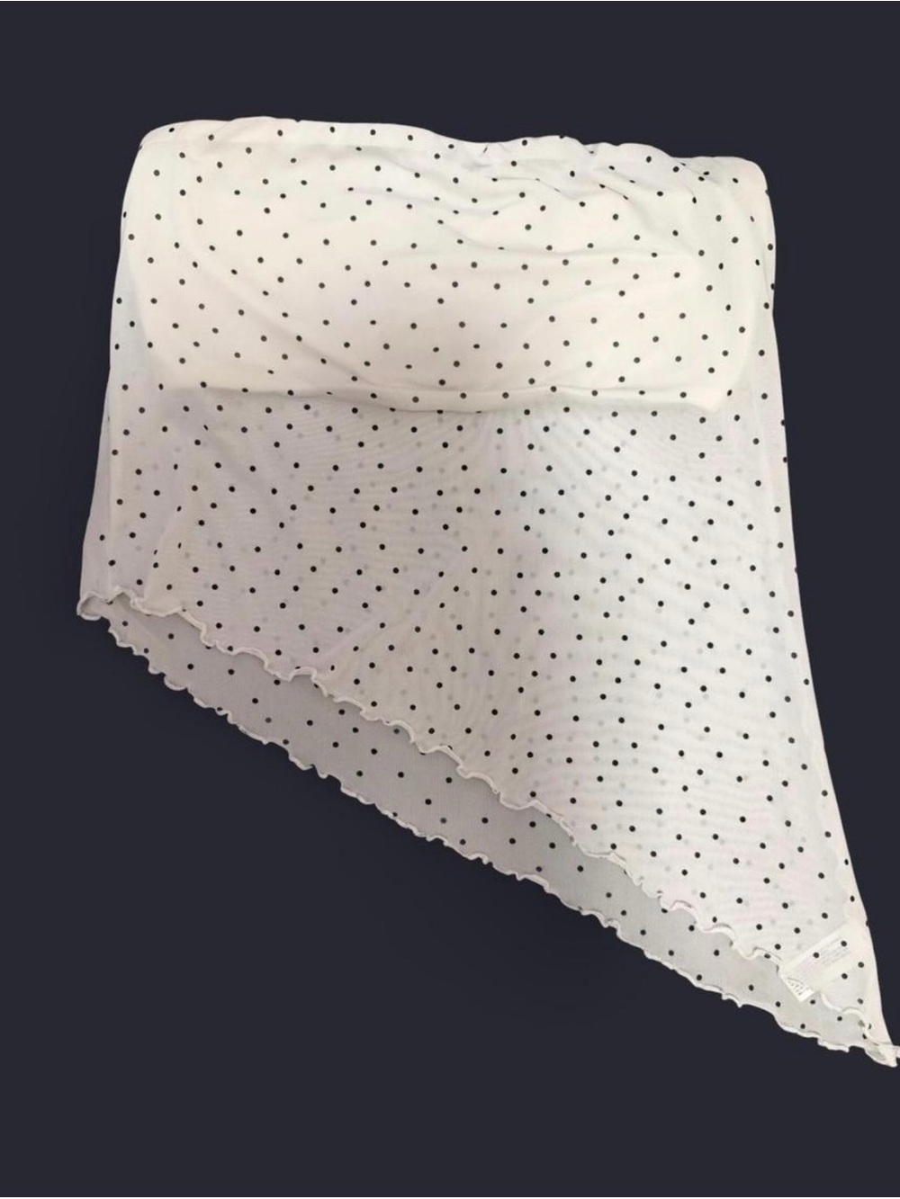 wild fable White & Black Polka Dot Strapless Asymmetric Scarf Top
